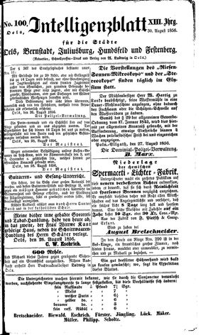 Intelligenzblatt für die Städte Oels, Bernstadt, Juliusburg, Hundsfeld und Festenberg vom 30.08.1856