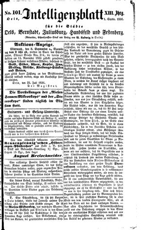 Intelligenzblatt für die Städte Oels, Bernstadt, Juliusburg, Hundsfeld und Festenberg vom 01.09.1856