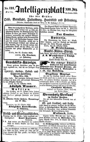 Intelligenzblatt für die Städte Oels, Bernstadt, Juliusburg, Hundsfeld und Festenberg vom 18.10.1856