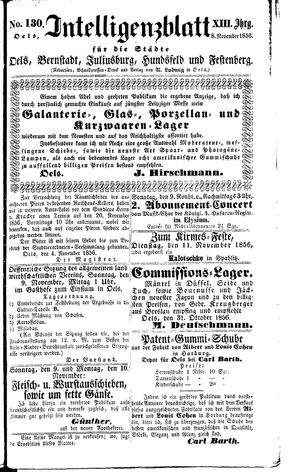 Intelligenzblatt für die Städte Oels, Bernstadt, Juliusburg, Hundsfeld und Festenberg vom 08.11.1856