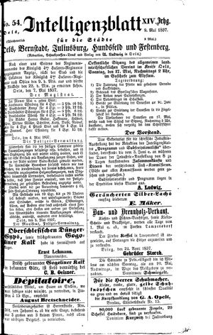 Intelligenzblatt für die Städte Oels, Bernstadt, Juliusburg, Hundsfeld und Festenberg vom 09.05.1857