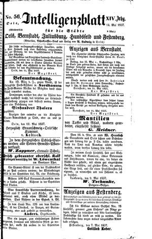 Intelligenzblatt für die Städte Oels, Bernstadt, Juliusburg, Hundsfeld und Festenberg vom 14.05.1857