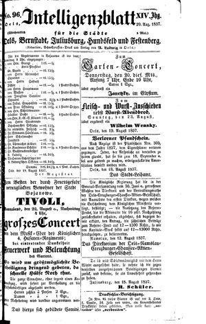 Intelligenzblatt für die Städte Oels, Bernstadt, Juliusburg, Hundsfeld und Festenberg vom 20.08.1857