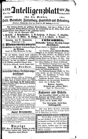 Intelligenzblatt für die Städte Oels, Bernstadt, Juliusburg, Hundsfeld und Festenberg vom 26.09.1857