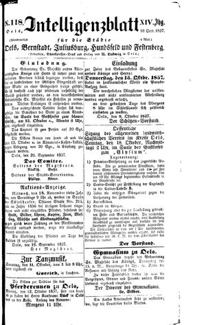 Intelligenzblatt für die Städte Oels, Bernstadt, Juliusburg, Hundsfeld und Festenberg vom 10.10.1857