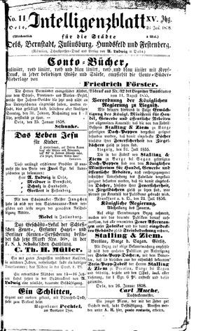 Intelligenzblatt für die Städte Oels, Bernstadt, Juliusburg, Hundsfeld und Festenberg on Jan 26, 1858