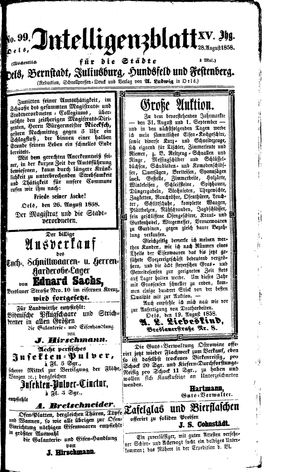 Intelligenzblatt für die Städte Oels, Bernstadt, Juliusburg, Hundsfeld und Festenberg on Aug 28, 1858