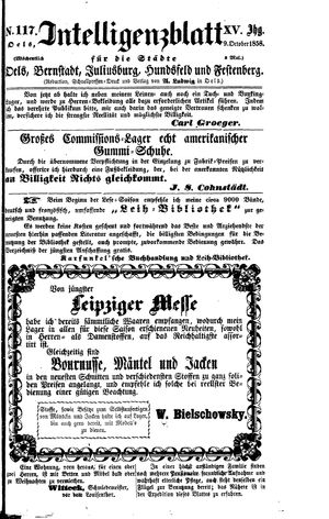 Intelligenzblatt für die Städte Oels, Bernstadt, Juliusburg, Hundsfeld und Festenberg vom 09.10.1858
