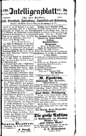 Intelligenzblatt für die Städte Oels, Bernstadt, Juliusburg, Hundsfeld und Festenberg vom 06.11.1858
