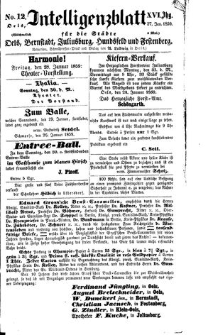 Intelligenzblatt für die Städte Oels, Bernstadt, Juliusburg, Hundsfeld und Festenberg on Jan 27, 1859