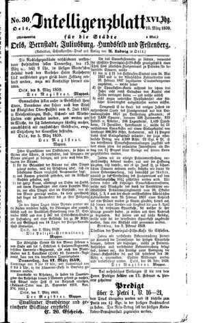 Intelligenzblatt für die Städte Oels, Bernstadt, Juliusburg, Hundsfeld und Festenberg on Mar 10, 1859