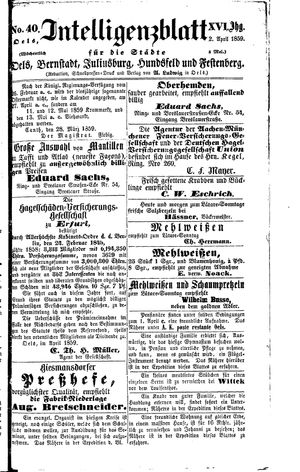 Intelligenzblatt für die Städte Oels, Bernstadt, Juliusburg, Hundsfeld und Festenberg on Apr 2, 1859
