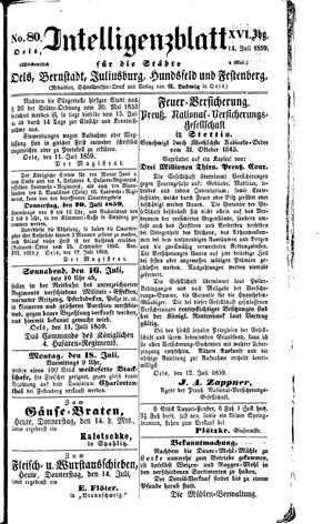 Intelligenzblatt für die Städte Oels, Bernstadt, Juliusburg, Hundsfeld und Festenberg on Jul 14, 1859