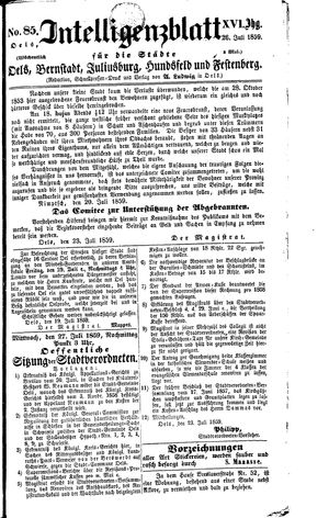 Intelligenzblatt für die Städte Oels, Bernstadt, Juliusburg, Hundsfeld und Festenberg vom 26.07.1859