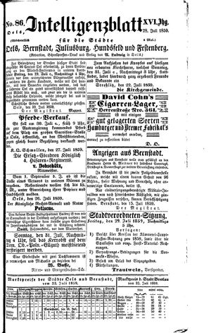 Intelligenzblatt für die Städte Oels, Bernstadt, Juliusburg, Hundsfeld und Festenberg vom 28.07.1859