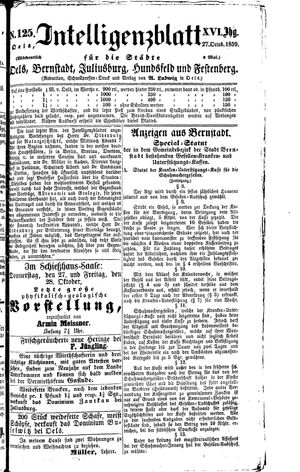 Intelligenzblatt für die Städte Oels, Bernstadt, Juliusburg, Hundsfeld und Festenberg vom 27.10.1859