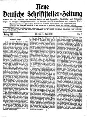 Deutsche Schriftsteller-Zeitung on Jun 1, 1911