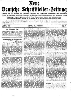 Deutsche Schriftsteller-Zeitung vom 15.06.1911