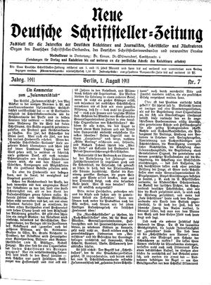 Deutsche Schriftsteller-Zeitung vom 01.08.1911