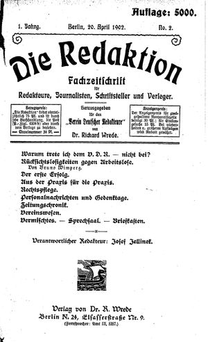 Die Redaktion vom 20.04.1902
