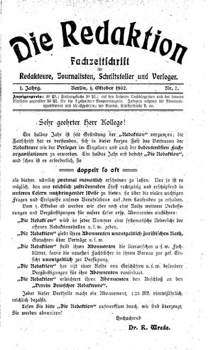 Die Redaktion vom 01.10.1902