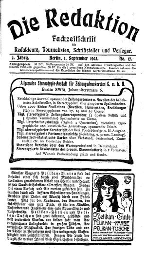 Die Redaktion vom 01.09.1903