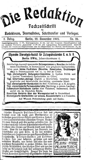 Die Redaktion vom 22.11.1903