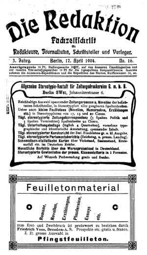 Die Redaktion vom 17.04.1904