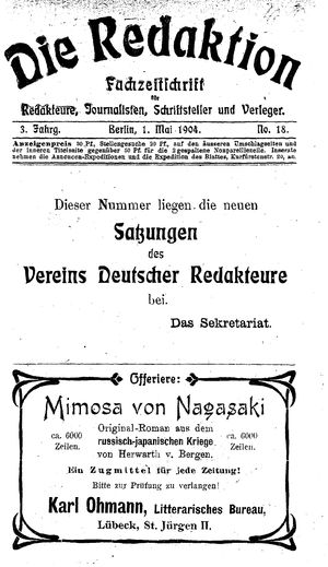 Die Redaktion vom 01.05.1904