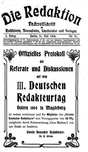 Die Redaktion vom 31.07.1904