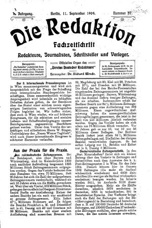 Die Redaktion vom 11.09.1904