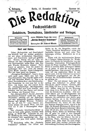 Die Redaktion vom 13.11.1904