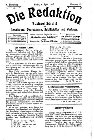 Die Redaktion vom 09.04.1905