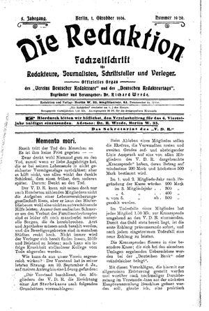 Die Redaktion vom 01.10.1906
