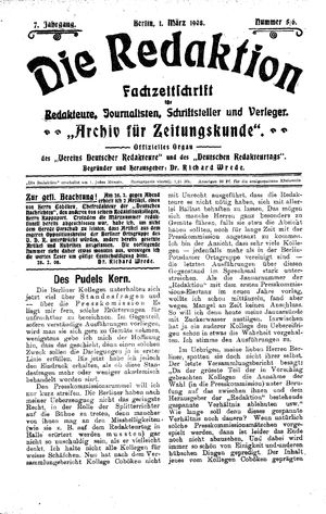 Die Redaktion vom 01.03.1908