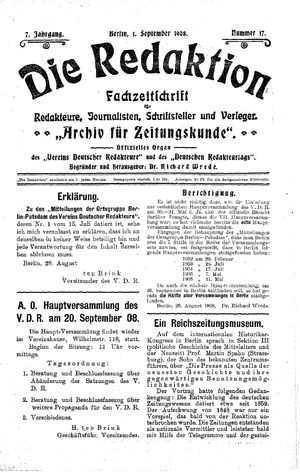 Die Redaktion on Sep 1, 1908