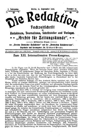 Die Redaktion vom 21.09.1908