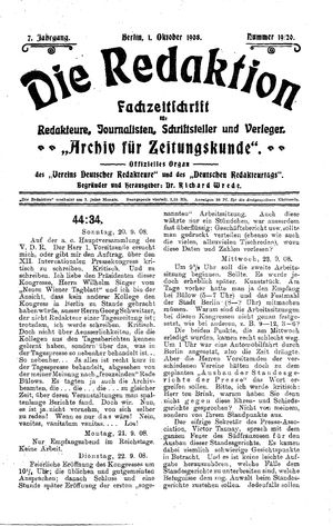 Die Redaktion vom 01.10.1908
