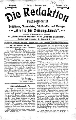 Die Redaktion vom 01.12.1908