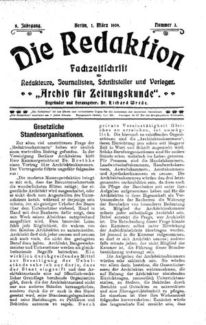 Die Redaktion vom 01.03.1909