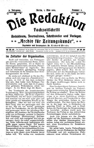 Die Redaktion vom 01.05.1909