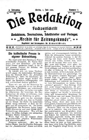 Die Redaktion vom 01.07.1909