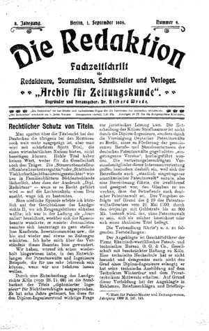 Die Redaktion vom 01.09.1909