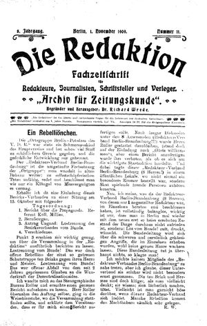 Die Redaktion vom 01.11.1909