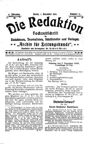Die Redaktion vom 01.12.1909
