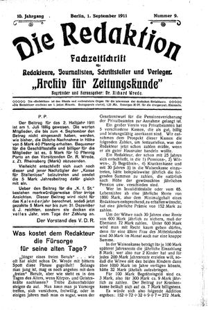 Die Redaktion vom 01.09.1911