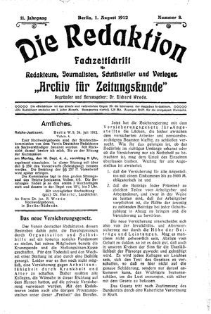 Die Redaktion vom 01.08.1912