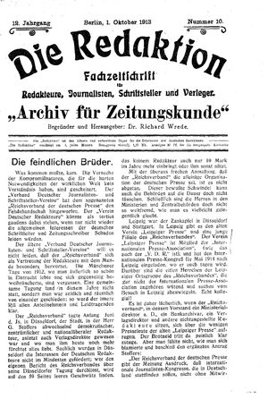 Die Redaktion vom 01.10.1913