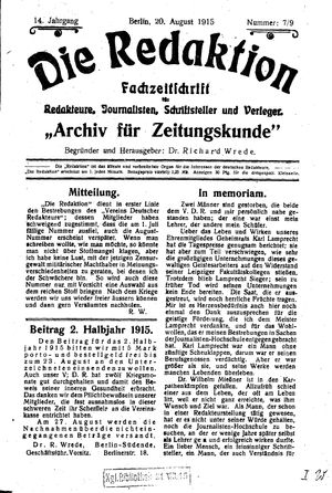 Die Redaktion vom 20.08.1915
