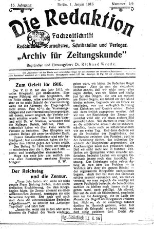 Die Redaktion on Jan 1, 1916